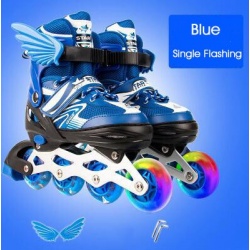 New-Children-Kids-Inline-Skate-Adjustable-Size-Flashing-Roller-Skating-Shoes-Girl-Boy-s-Patines-Blue